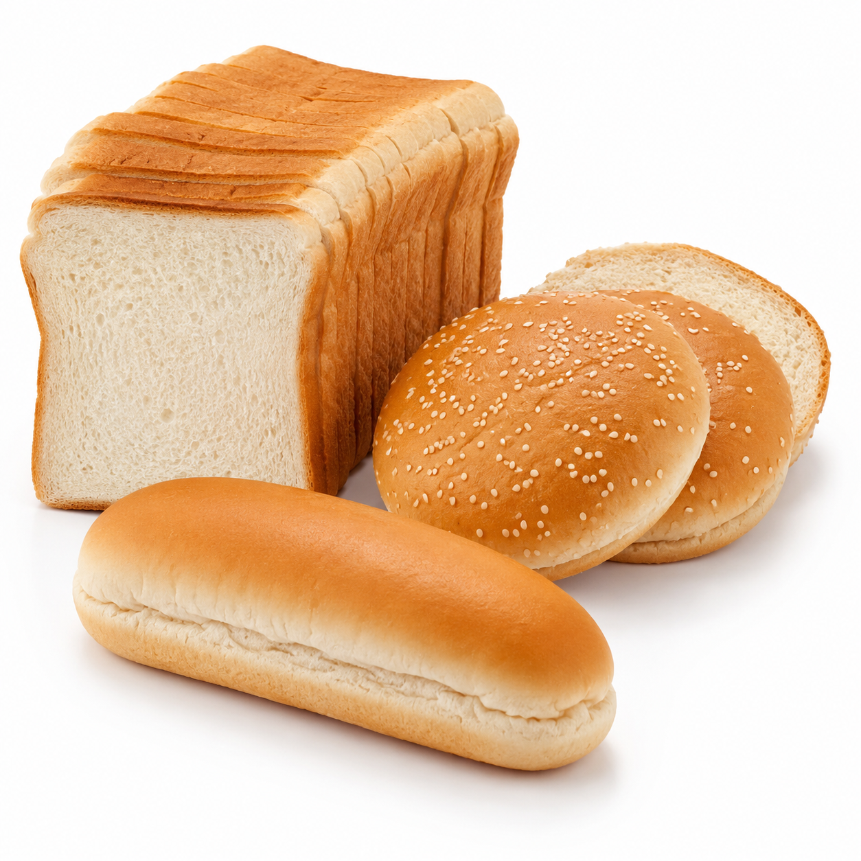 Pan de molde, Pan de hamburguesa, pan de completo